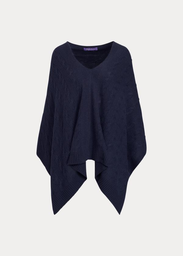 Poncho Ralph Lauren Mujer Azul Marino - Cable Cashmere - HINPK1072